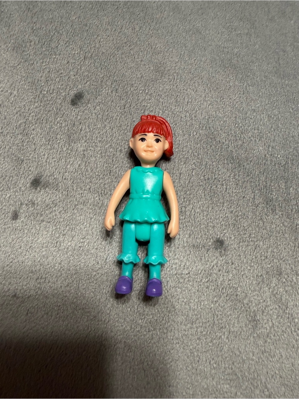Red Hair Mini Doll Teal Outfit Purple Shoes Figure